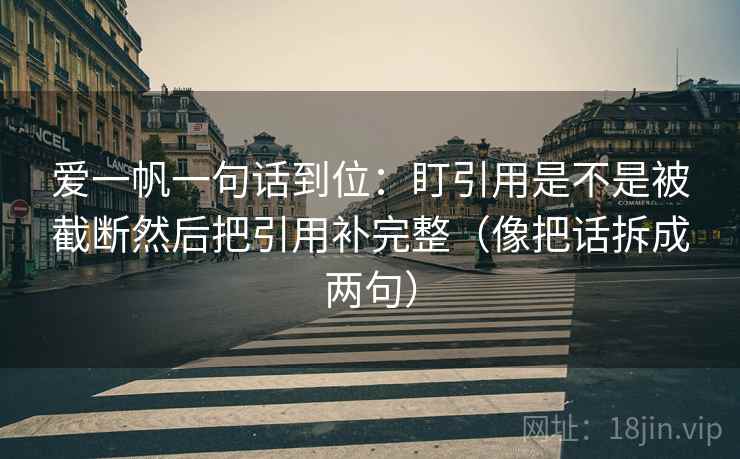 爱一帆一句话到位：盯引用是不是被截断然后把引用补完整（像把话拆成两句）